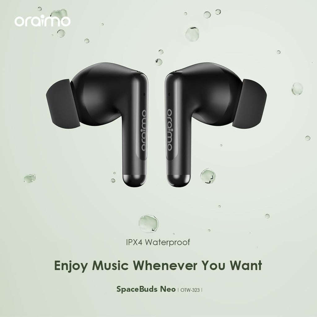 سماعات Oraimo SpaceBuds Neo – بلوتوث 5.3، بطارية 40 ساعة، مقاومة للماء IPX5