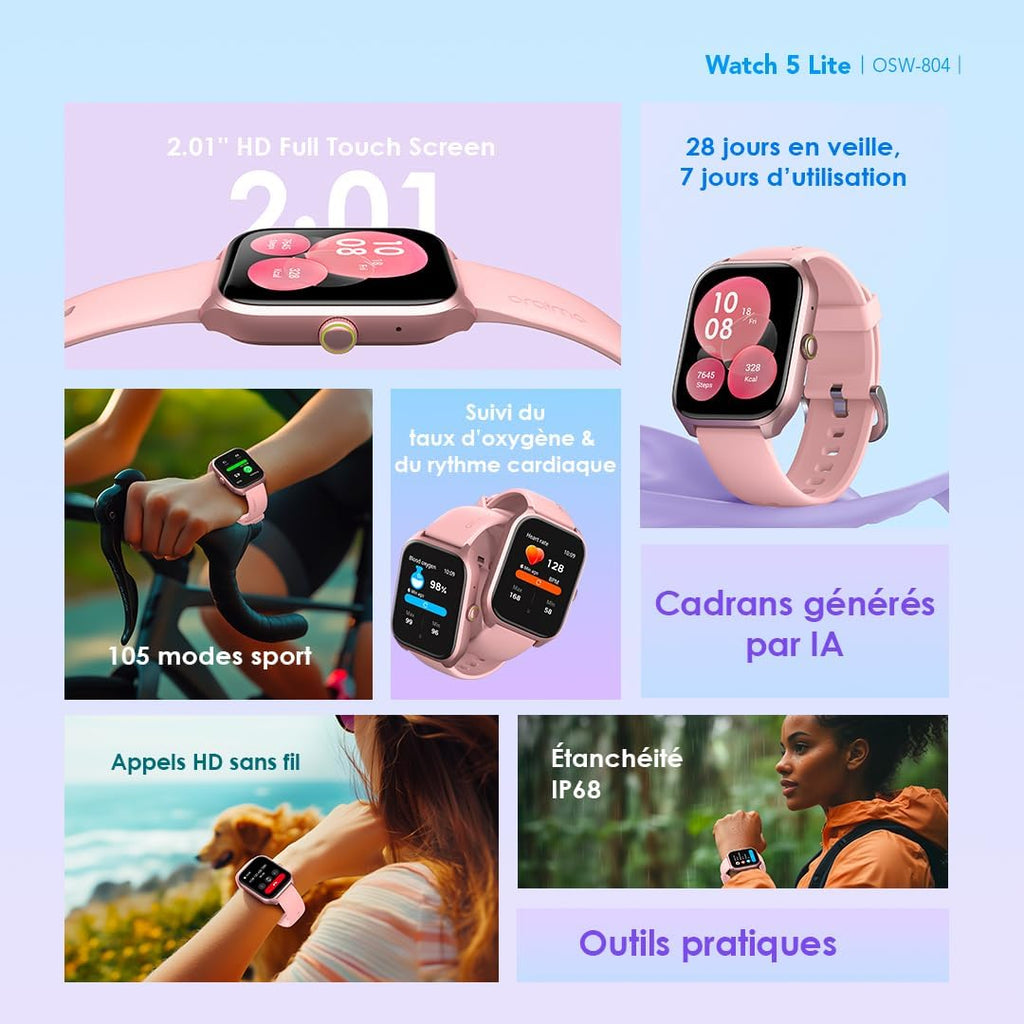 Oraimo SmartWatch 5 Lite OSW-804 – 1.69-inch screen, 7-day battery life, IP68 resistance