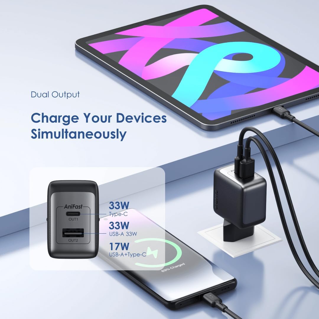 Oraimo PowerGaN 33W Charger OCW-7331E+C54 – Fast USB-C Wall Charger with Type-C Cable