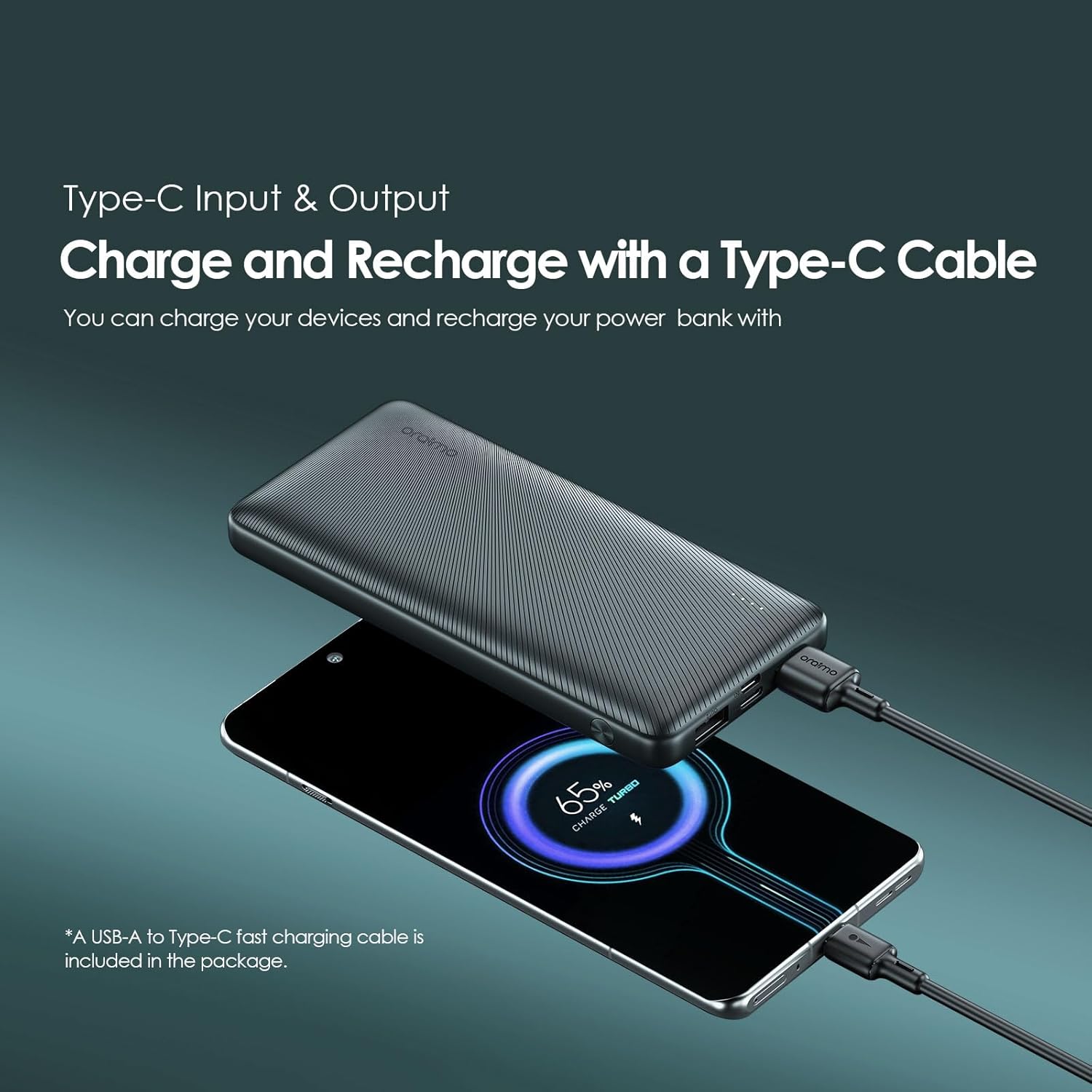 باور بنك Oraimo Toast 15 Flash – سعة 10000mAh، شحن سريع 15W، منفذ USB مزدوج