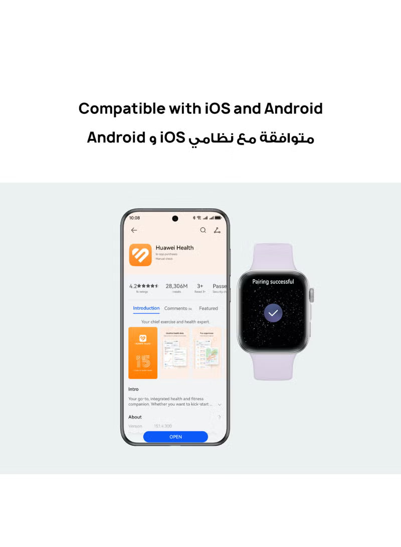 ساعة هواوي الذكية Watch Fit 4 – شاشة AMOLED 1.82 بوصة، بطارية 10 أيام، أكثر من 100 وضع رياضي (ضمان هواوى)
