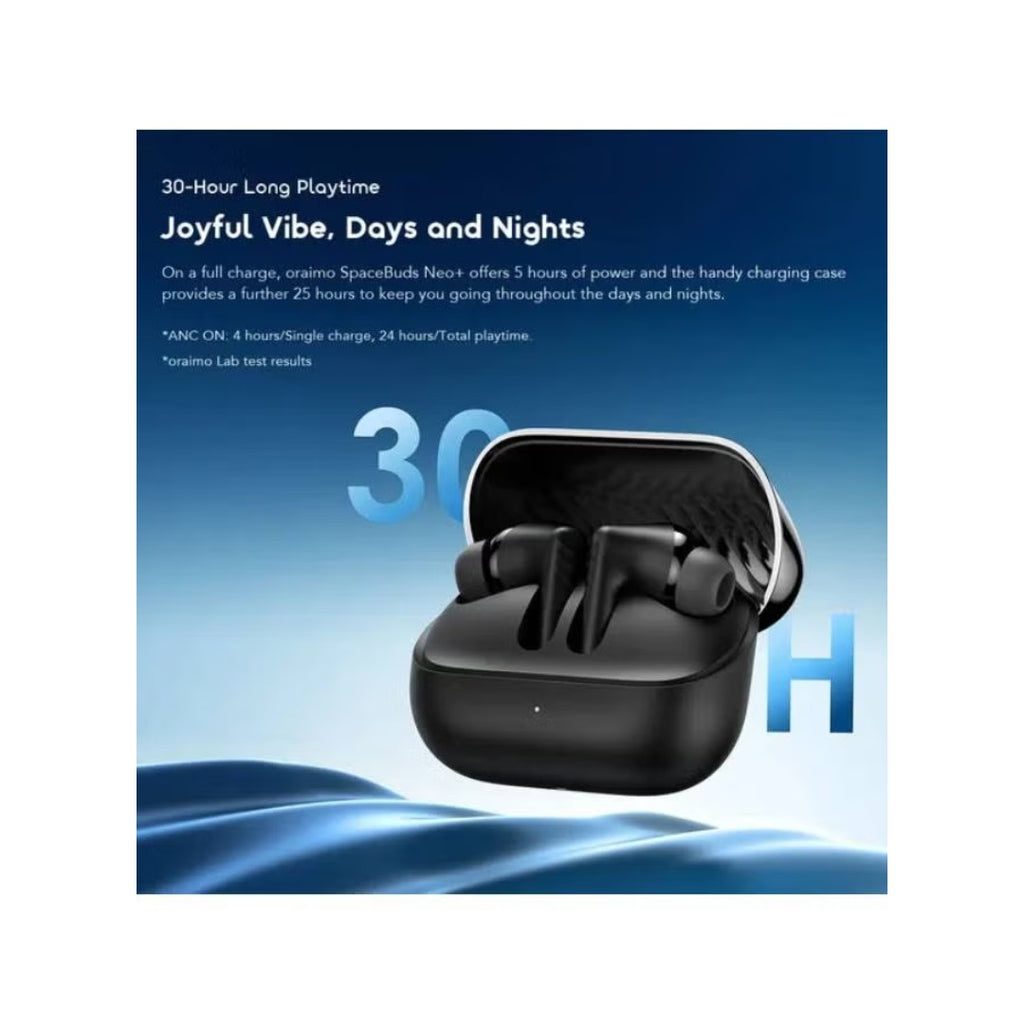 سماعات Oraimo SpaceBuds Neo+ (OTW-323P) – بلوتوث 5.3، بطارية 40 ساعة، مقاومة للماء IPX5