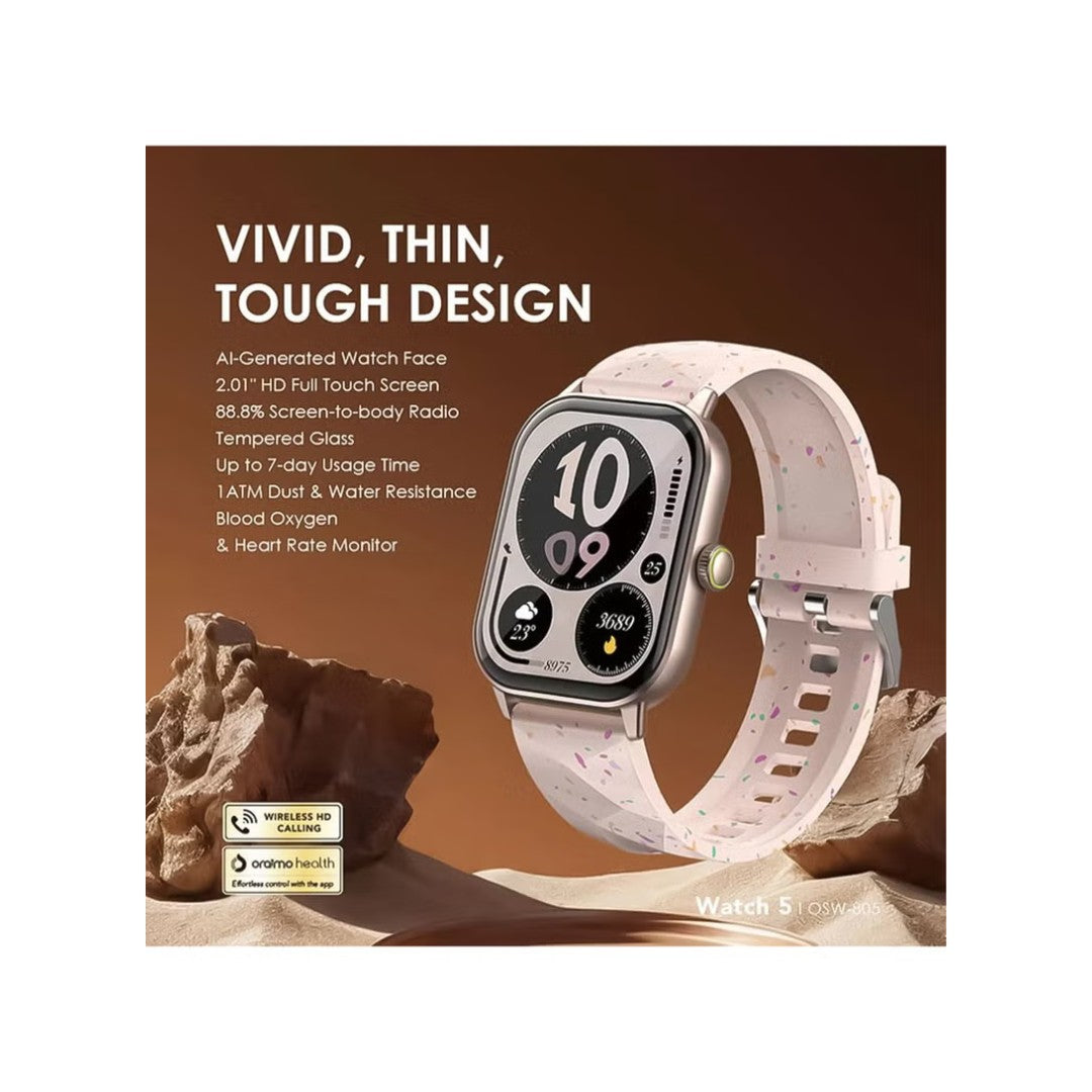 Oraimo Smartwatch 5 OSW-805 – شاشة AMOLED 1.78 بوصة، بطارية 7 أيام، مقاومة IP68