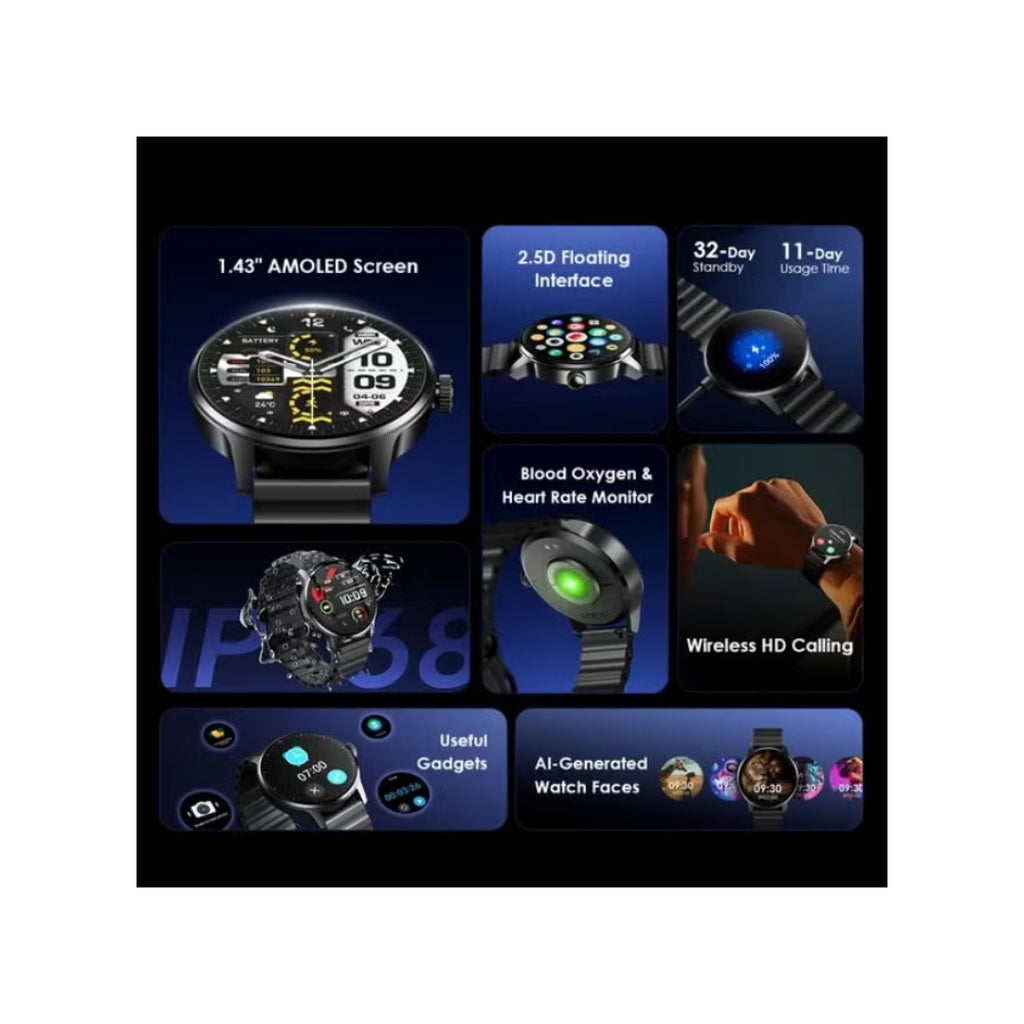 Oraimo Smartwatch 5R Pro – شاشة AMOLED 1.78 بوصة، بطارية 7 أيام، مقاومة IP68