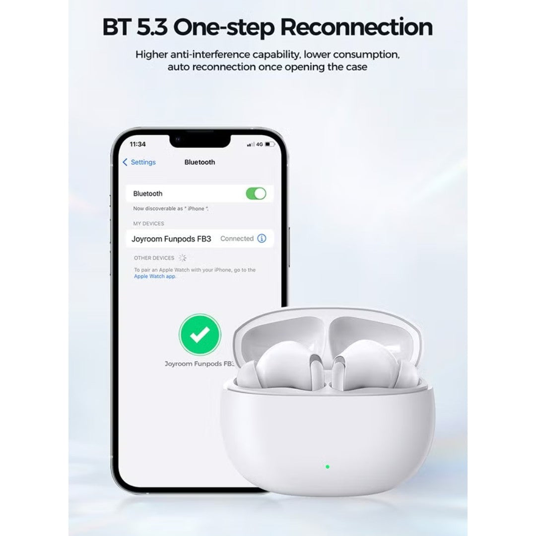 Joyroom JR‑FB3 True Wireless Earbuds – 35h Battery, Dual‑EQ, Bluetooth 5.3