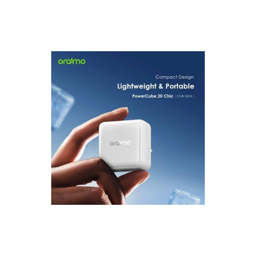 Oraimo PowerCube 201 Charger OCW-5203E+114CC – 20W USB &amp; PD Fast Wall Charger with Type-C Cable
