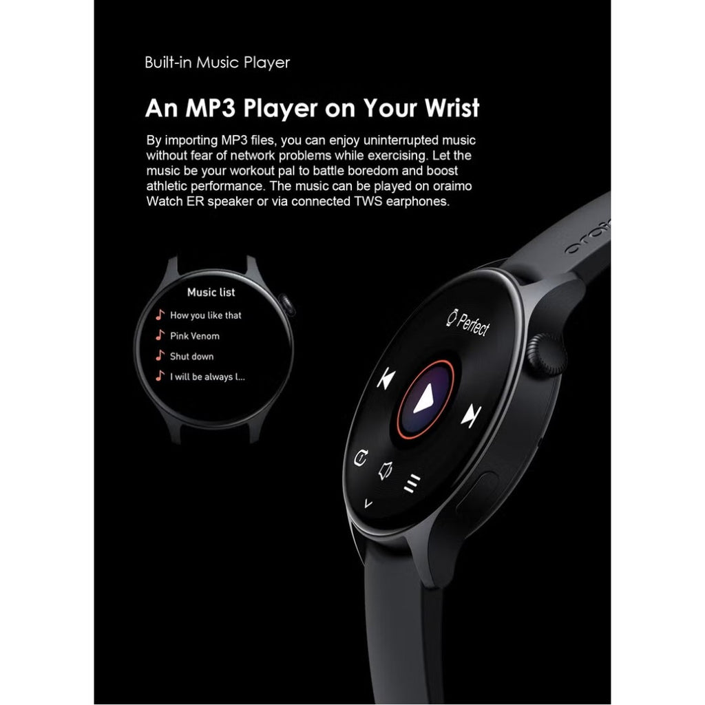 Oraimo Smartwatch ER OSW-42 – شاشة ملونة 1.69 بوصة، بطارية 7 أيام، مقاومة IP68