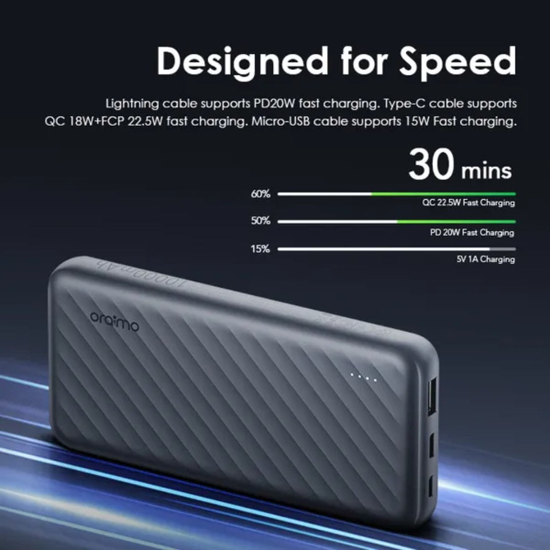 Oraimo Power Bank Slice Link Pro 22.5W 10000mAh – A fast and stylish portable charger with ideal capacity