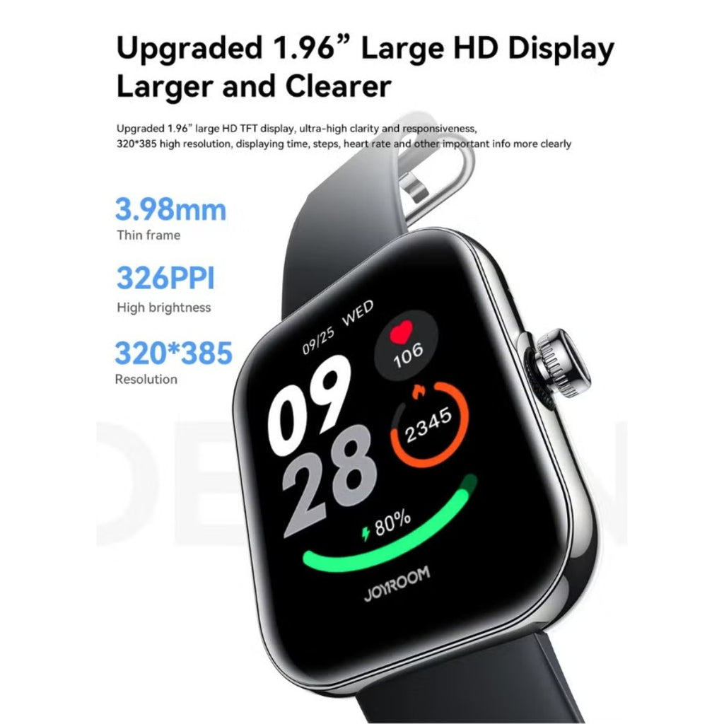 Joyroom JR-FT5 Plus Smart Watch – 1.96-inch Smartwatch, 12-day battery life, 100+ sports modes