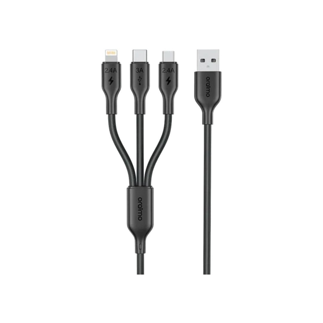 Oraimo Cable OCD-118MCL – Multi-Cable Lightning &amp; Type-C &amp; Micro USB Fast Charging 60W Cable, 1.2m
