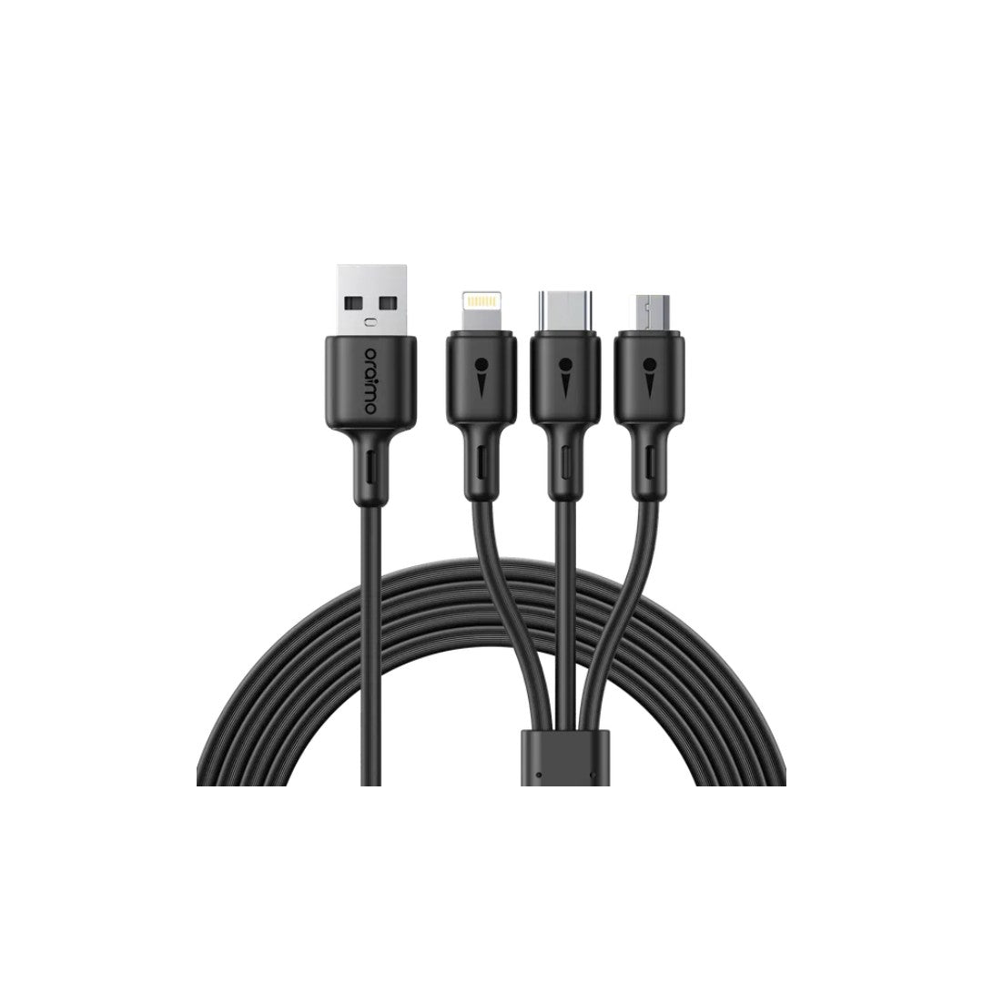 Oraimo Cable OCD-X93 – Multi-Cable Lightning &amp; Type-C &amp; Micro USB Fast Charging 3A Cable, 1.2m