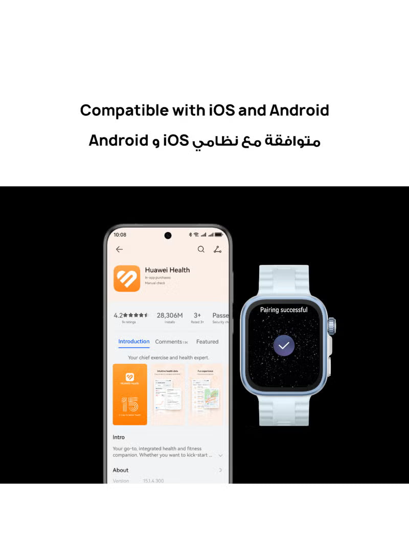 ساعة هواوي الذكية Watch Fit 4 Pro – شاشة AMOLED 1.82 بوصة، زجاج ياقوت، بطارية 10 أيام، أكثر من 100 وضع رياضي (ضمان هواوى)